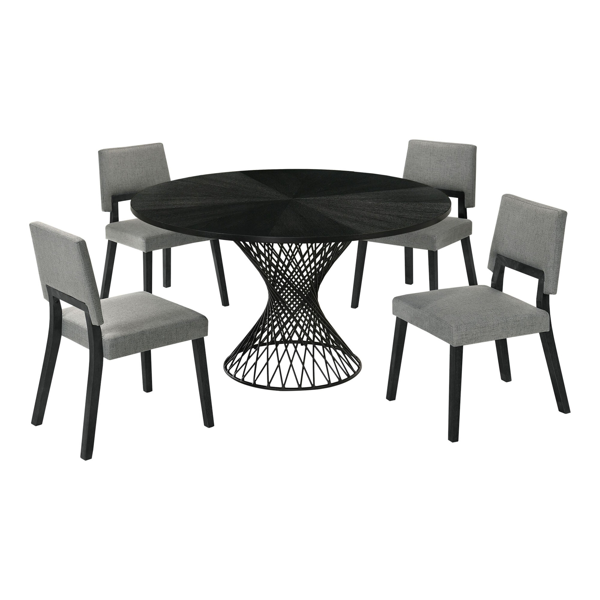 Graham Black Wood and Metal 5 Piece Dining Set