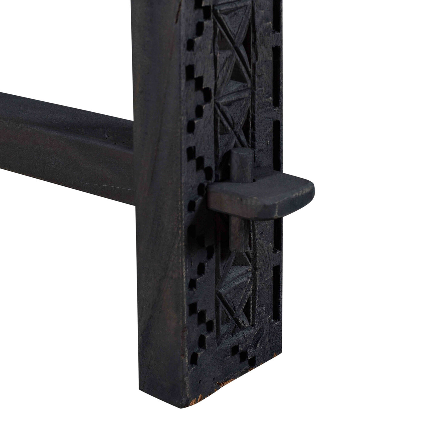 Rakesh Dark Gray Reclaimed Wood Carved Console Table