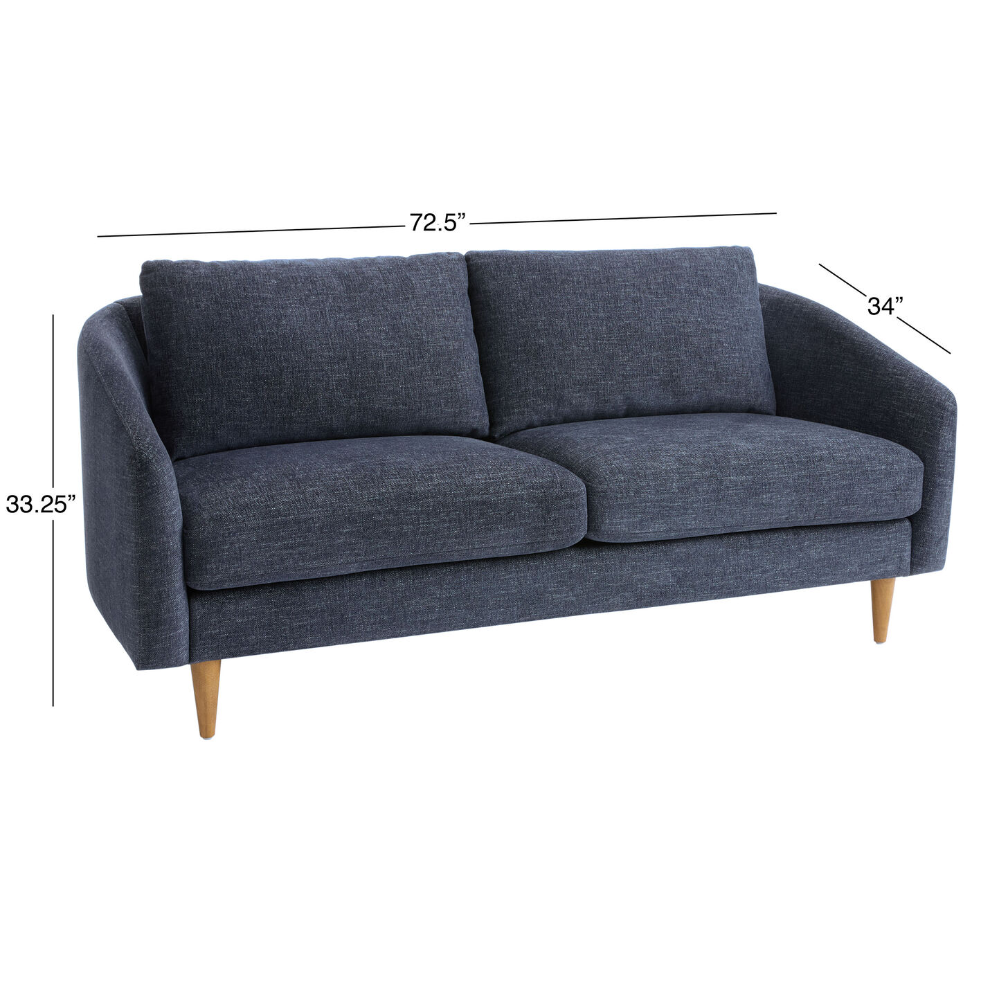 Carson Chenille Curved Slope Arm Mid Century Sofa