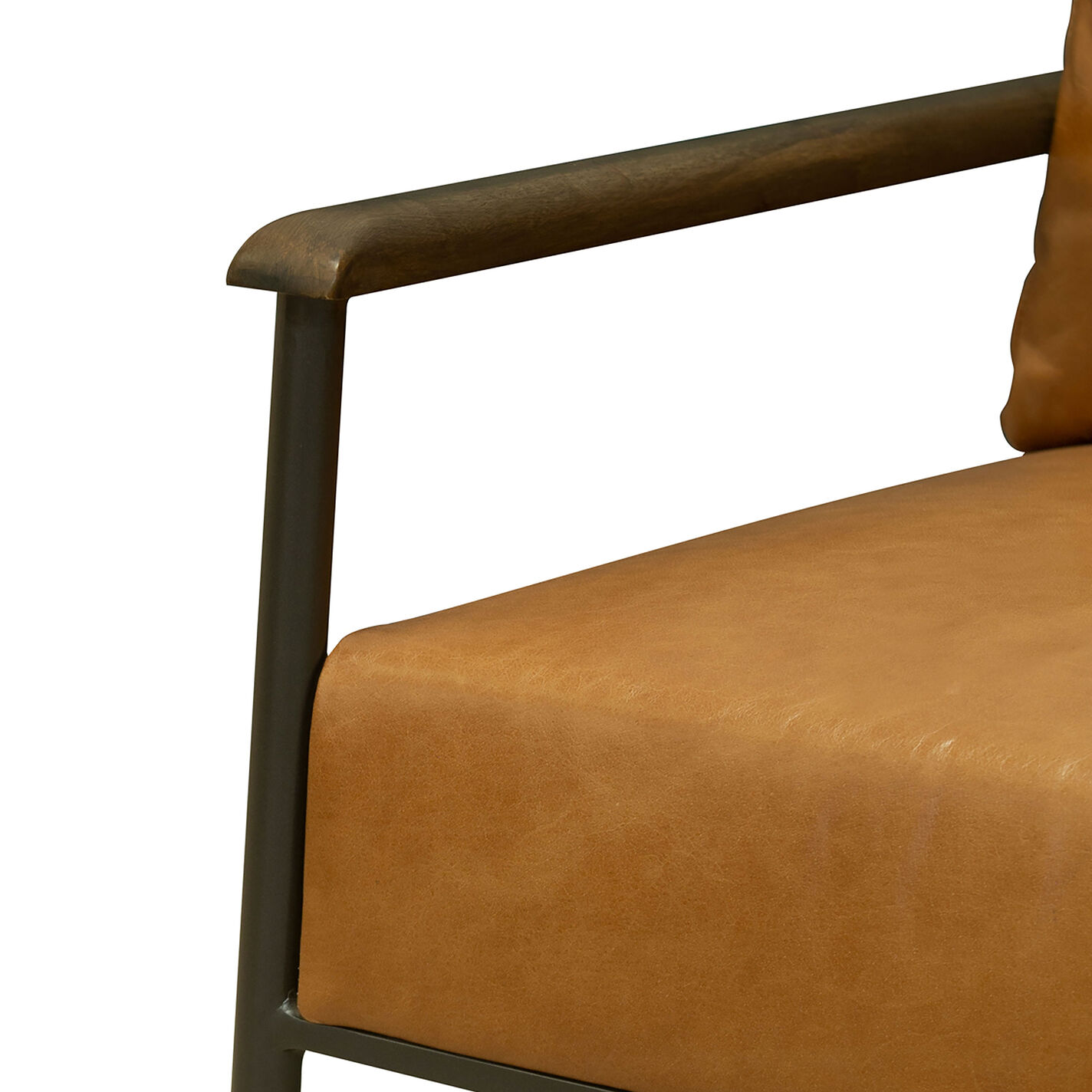 Pavan Brown Buffalo Leather and Gray Iron Upholstered Chair