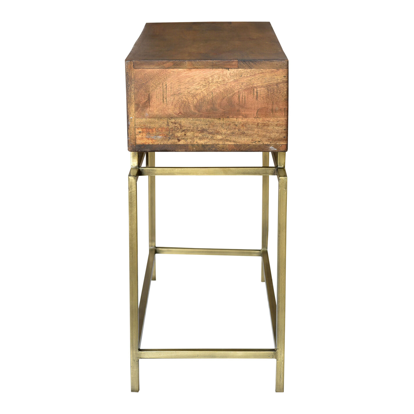 Lanark Natural Wood and Metal Console Table with Drawers