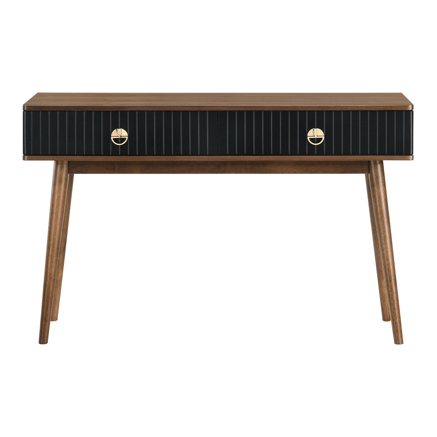 Jakob Walnut and Black Wood Console Table with Drawers