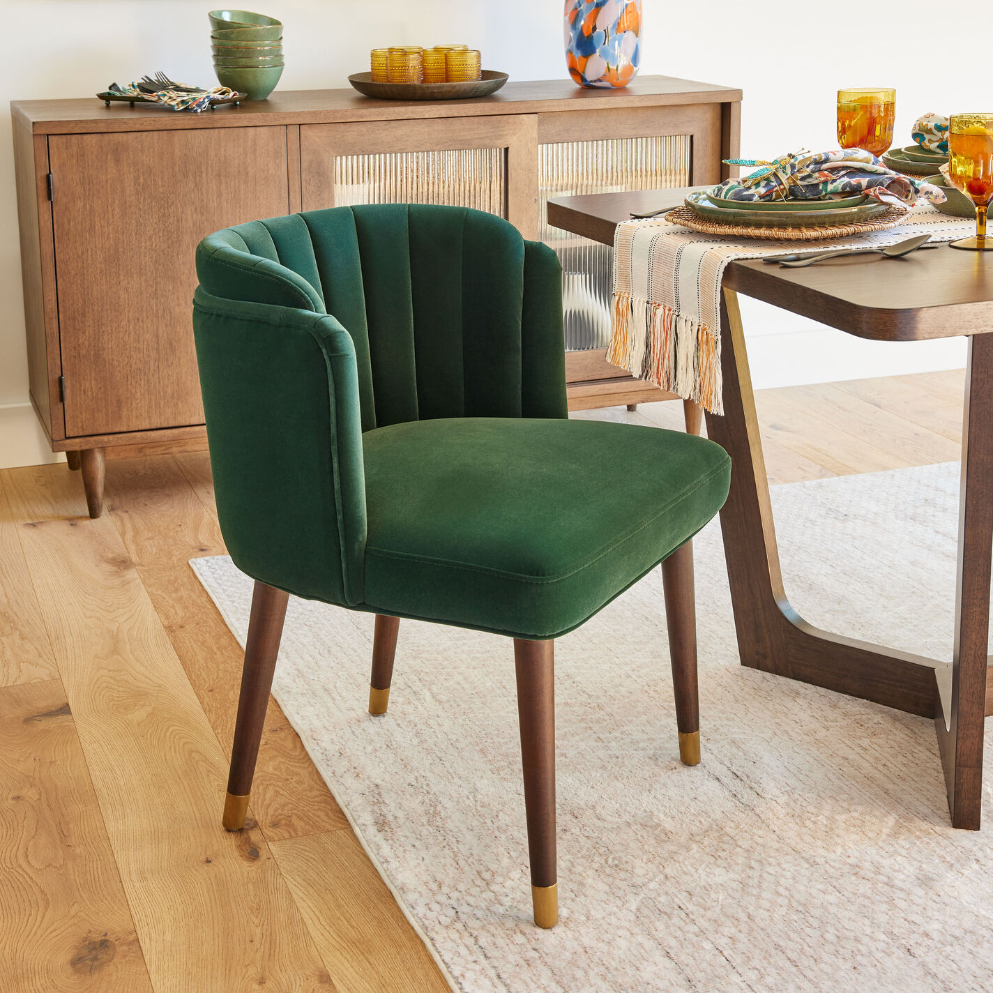 Isadora Velvet Channel Back Dining Chair Set of 2