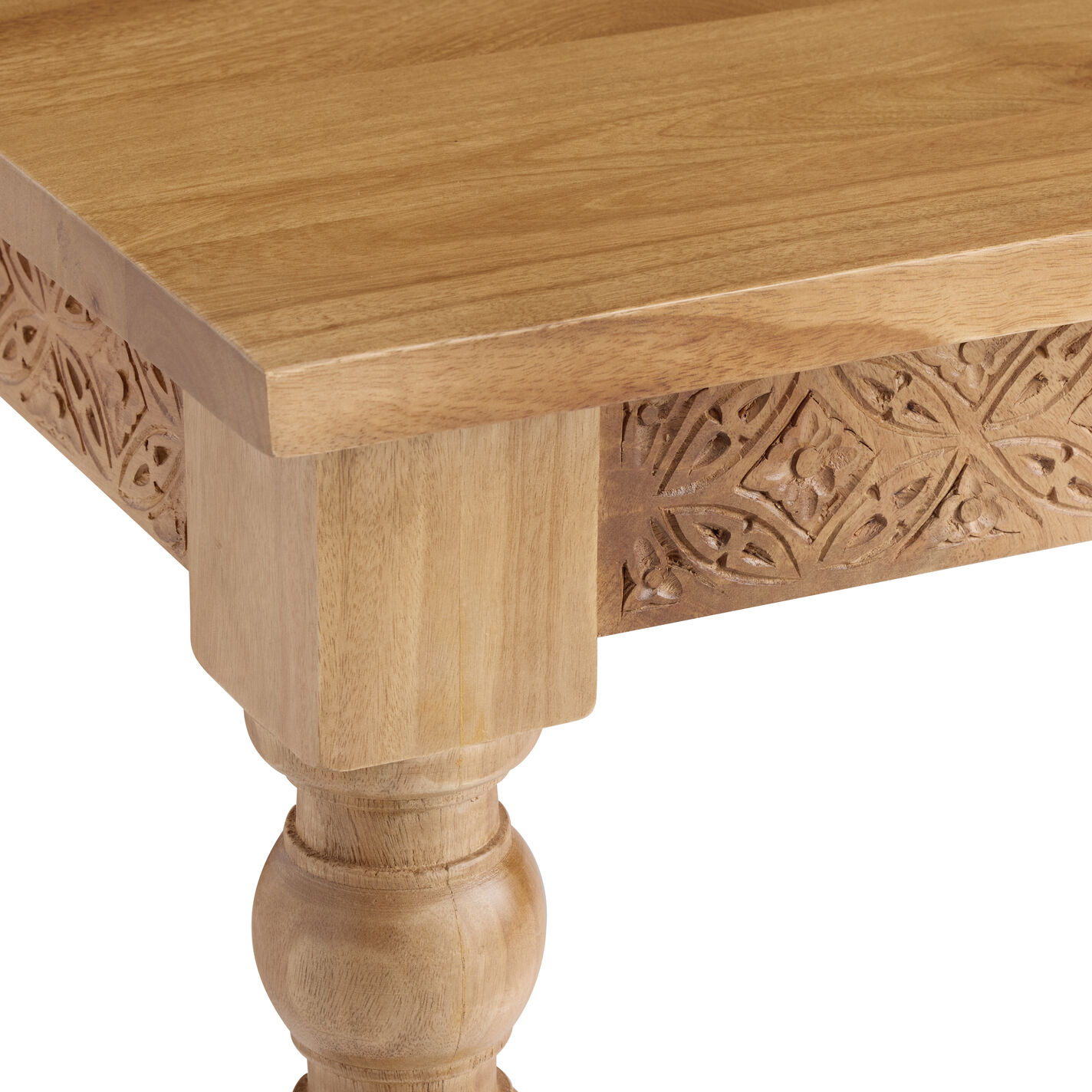 Nisha Hand Carved Weathered Wheat Medallion Dining Table