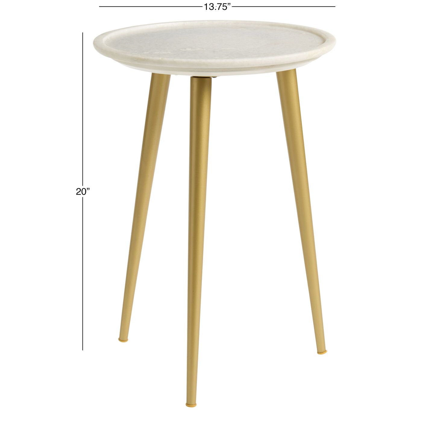 Valencia White Marble Top and Gold Metal Tripod Side Table