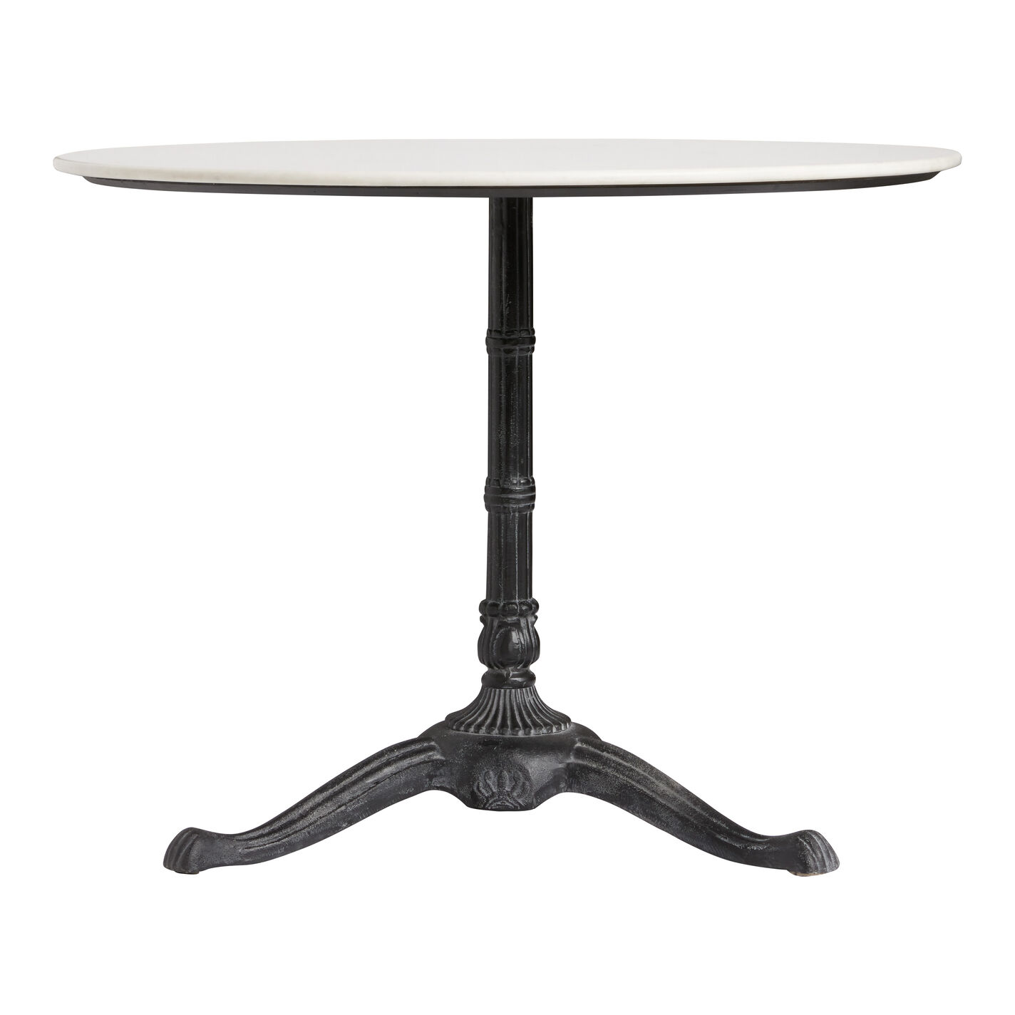 Jeanne Round White Marble Top and Black Metal Bistro Table