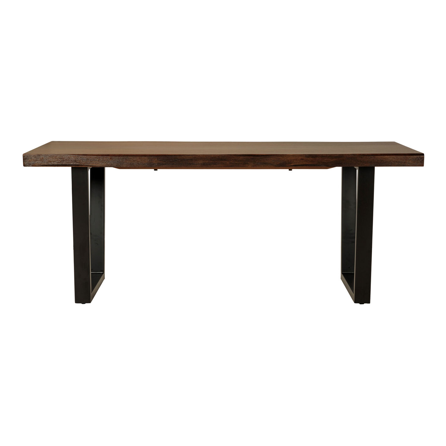 Channing Light Walnut Faux Live Edge Wood and Metal Dining Table