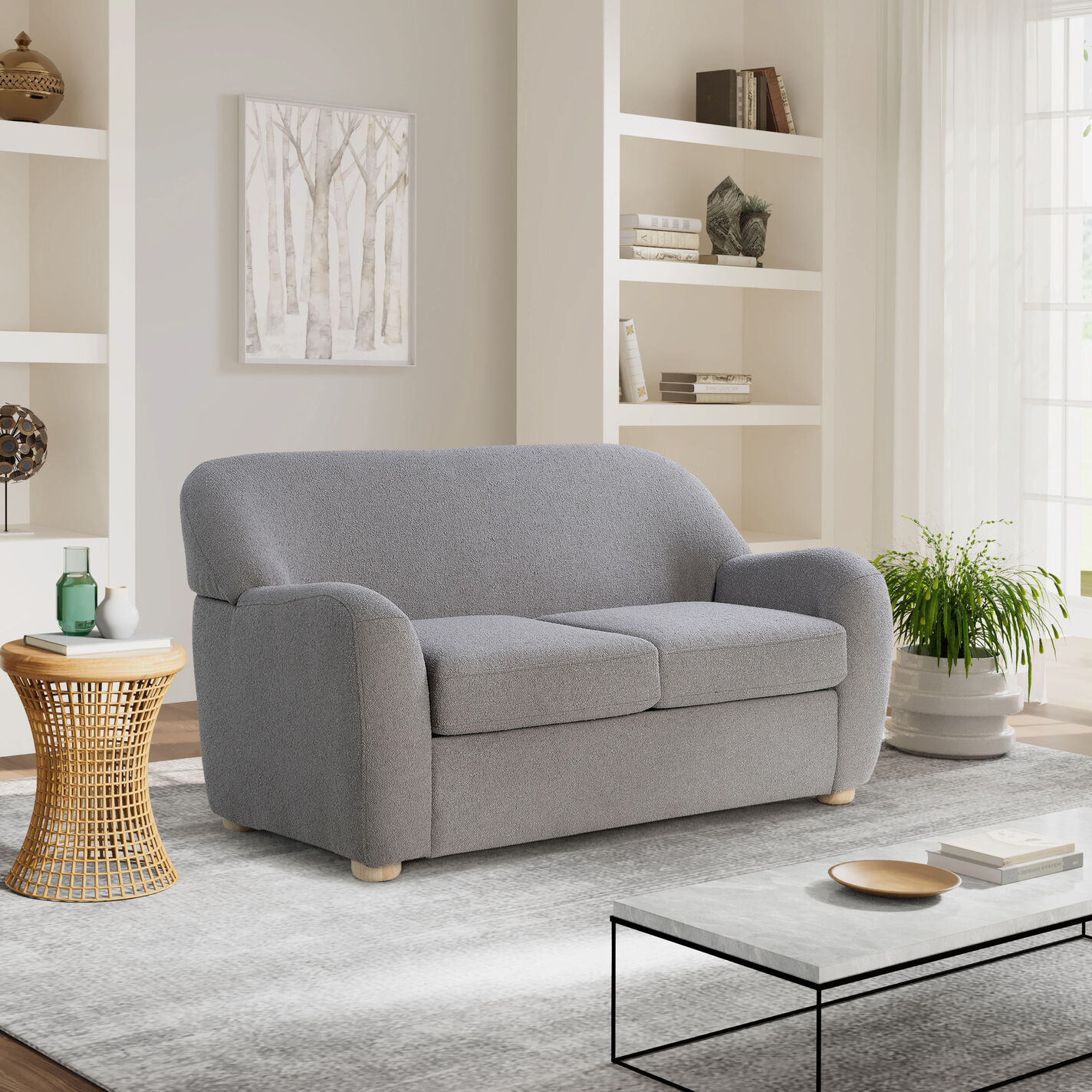 Harmony Boucle Swoop Arm Loveseat