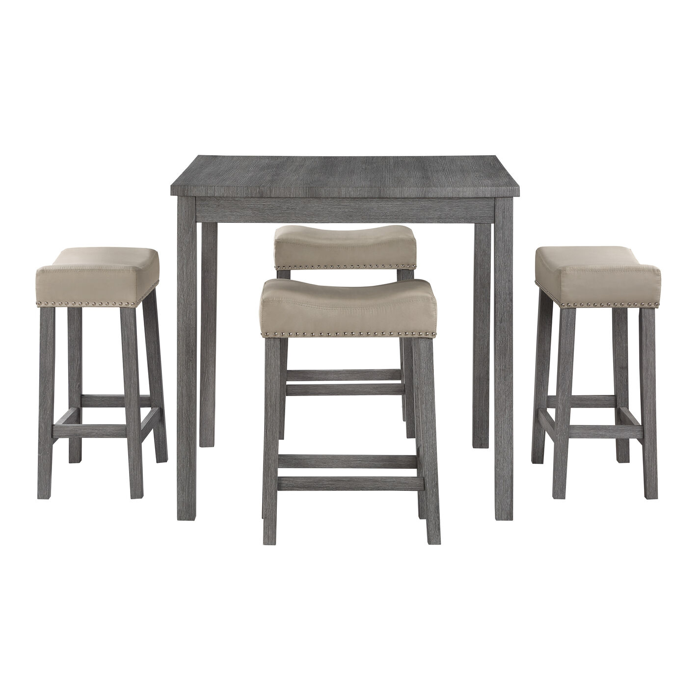 Mason Antique Gray Wood 5 Piece Counter Height Dining Set