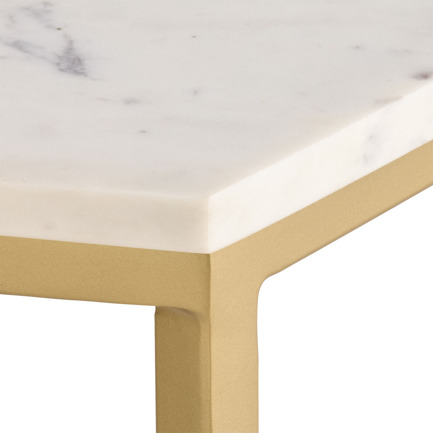 Auburn White Marble and Gold Metal Hexagon Side Table