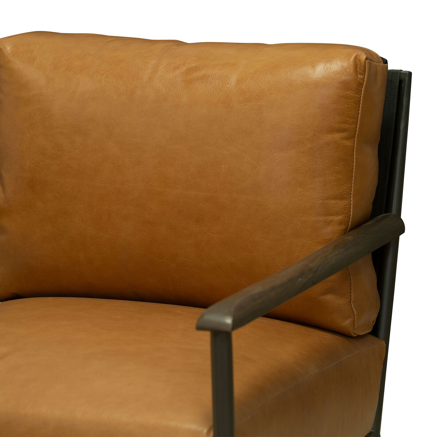 Pavan Brown Buffalo Leather and Gray Iron Upholstered Chair
