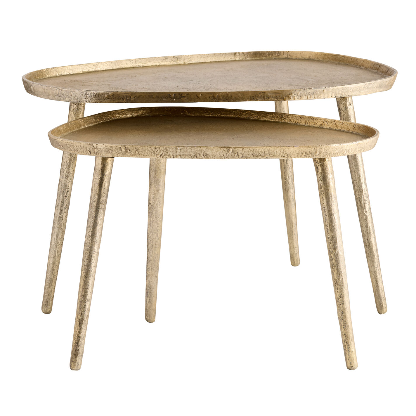 Castela Triangular Gold Metal Nesting Tables 2 Piece Set