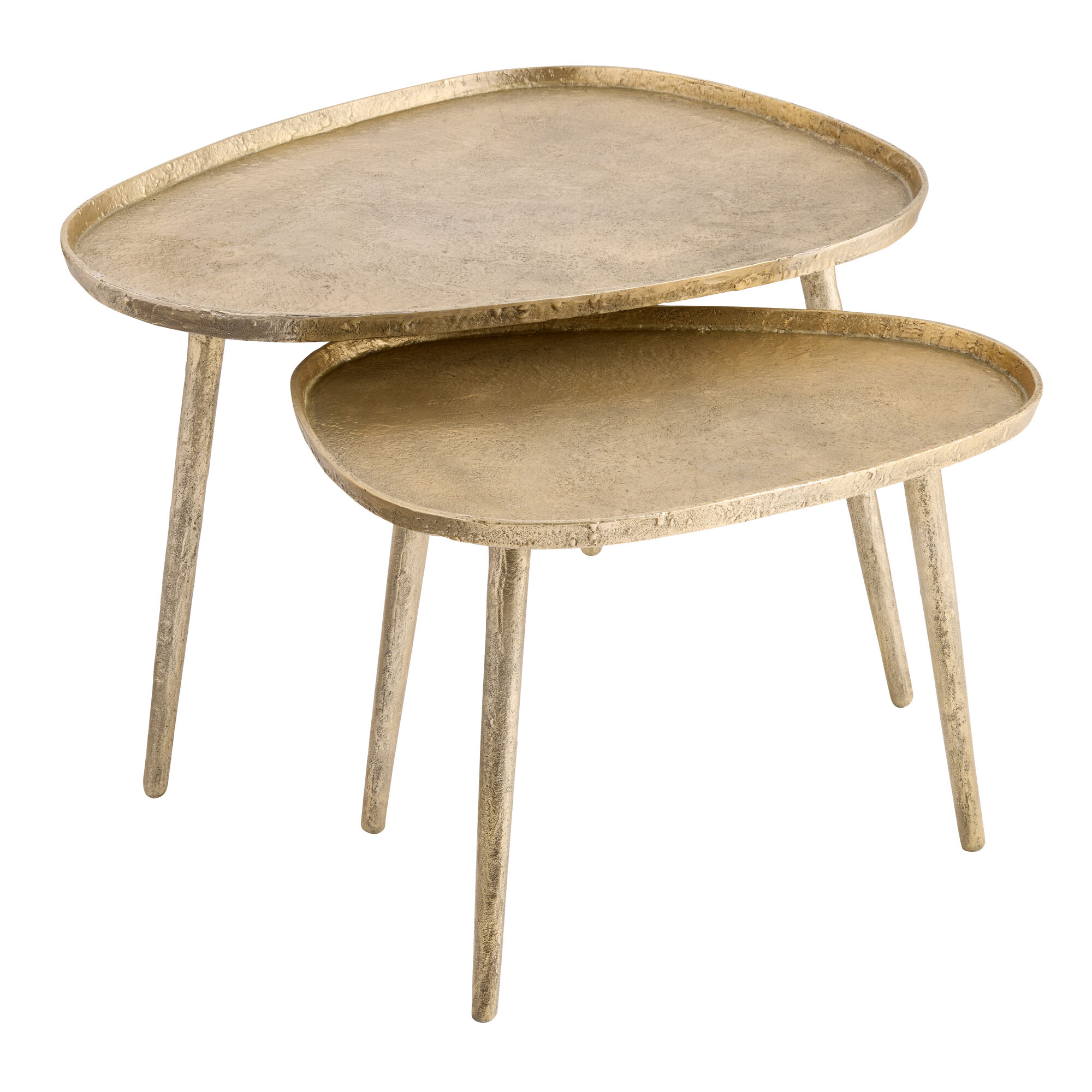 Castela Triangular Gold Metal Nesting Tables 2 Piece Set