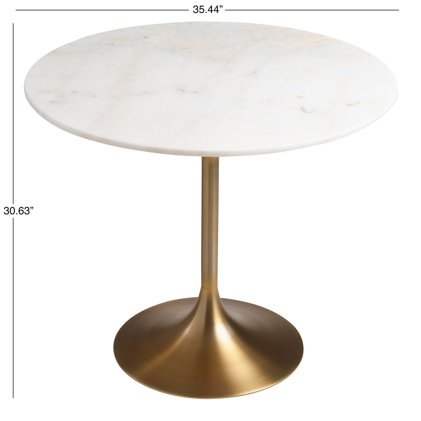 Leilani White Marble Top and Gold Tulip Dining Table