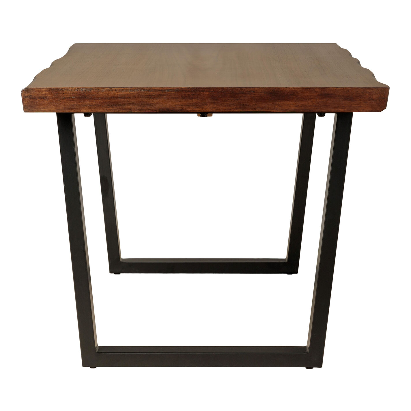 Channing Light Walnut Faux Live Edge Wood and Metal Dining Table