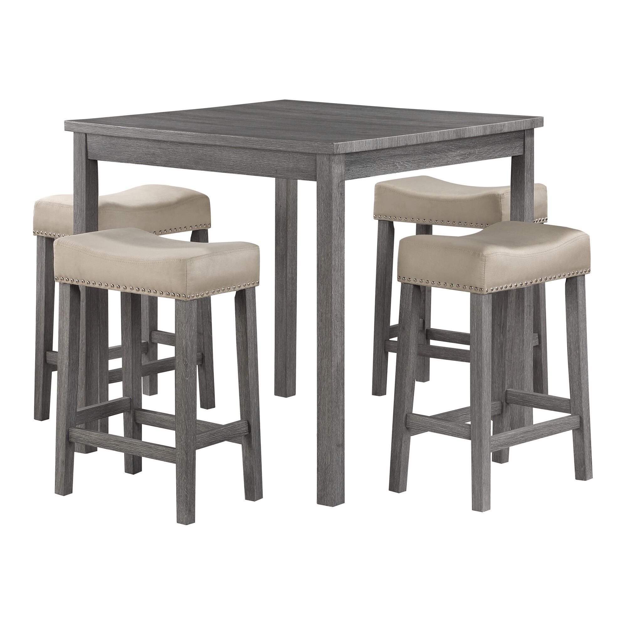 Mason Antique Gray Wood 5 Piece Counter Height Dining Set