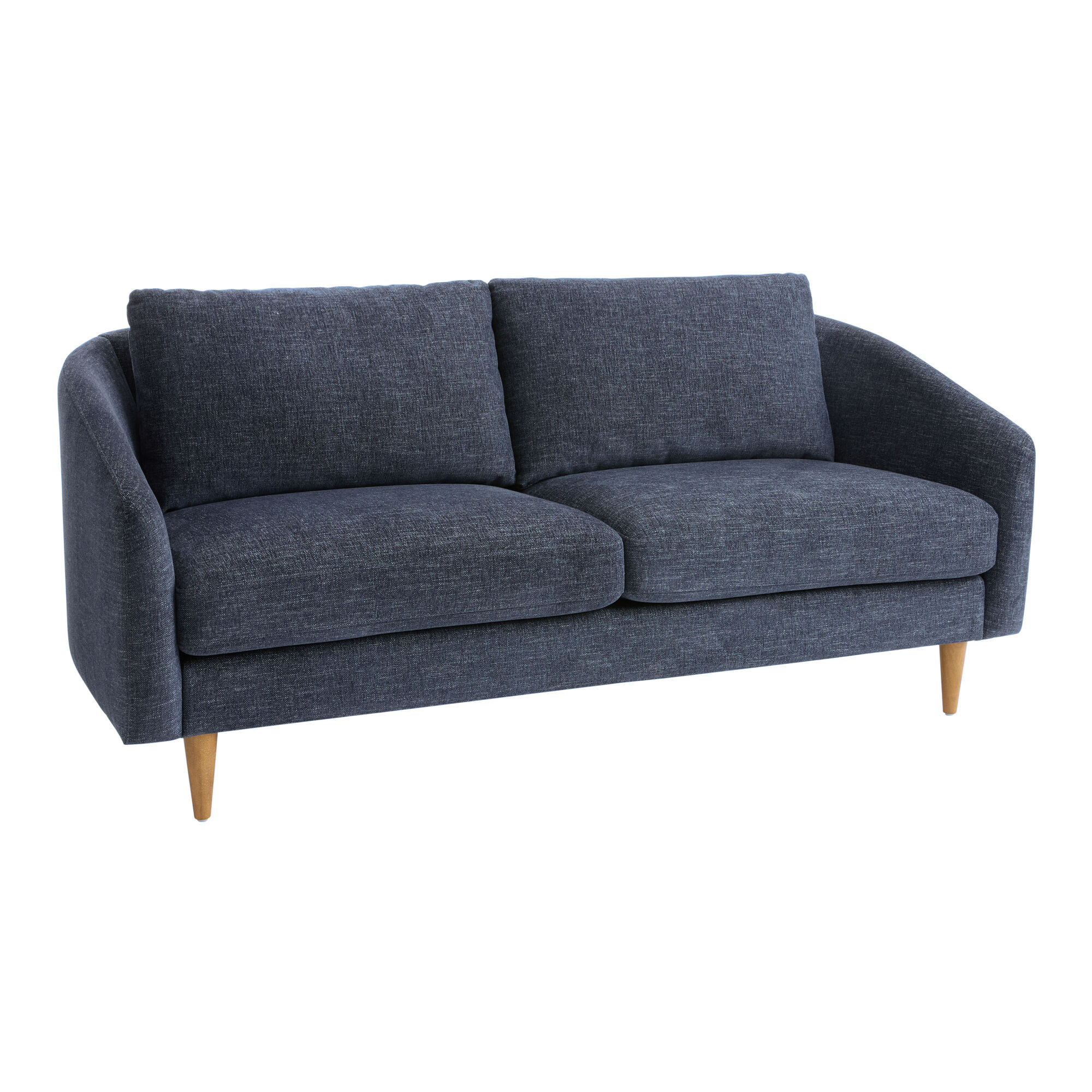 Carson Chenille Curved Slope Arm Mid Century Sofa