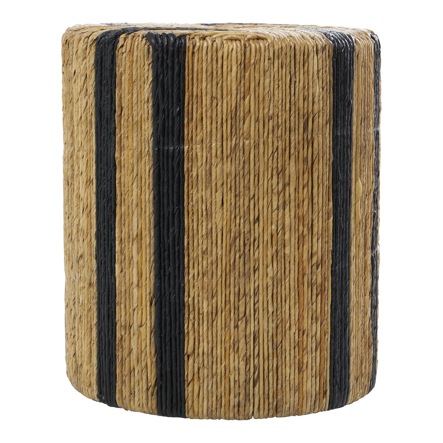 Juno Round Natural and Navy Banana Leaf Wrapped Side Table