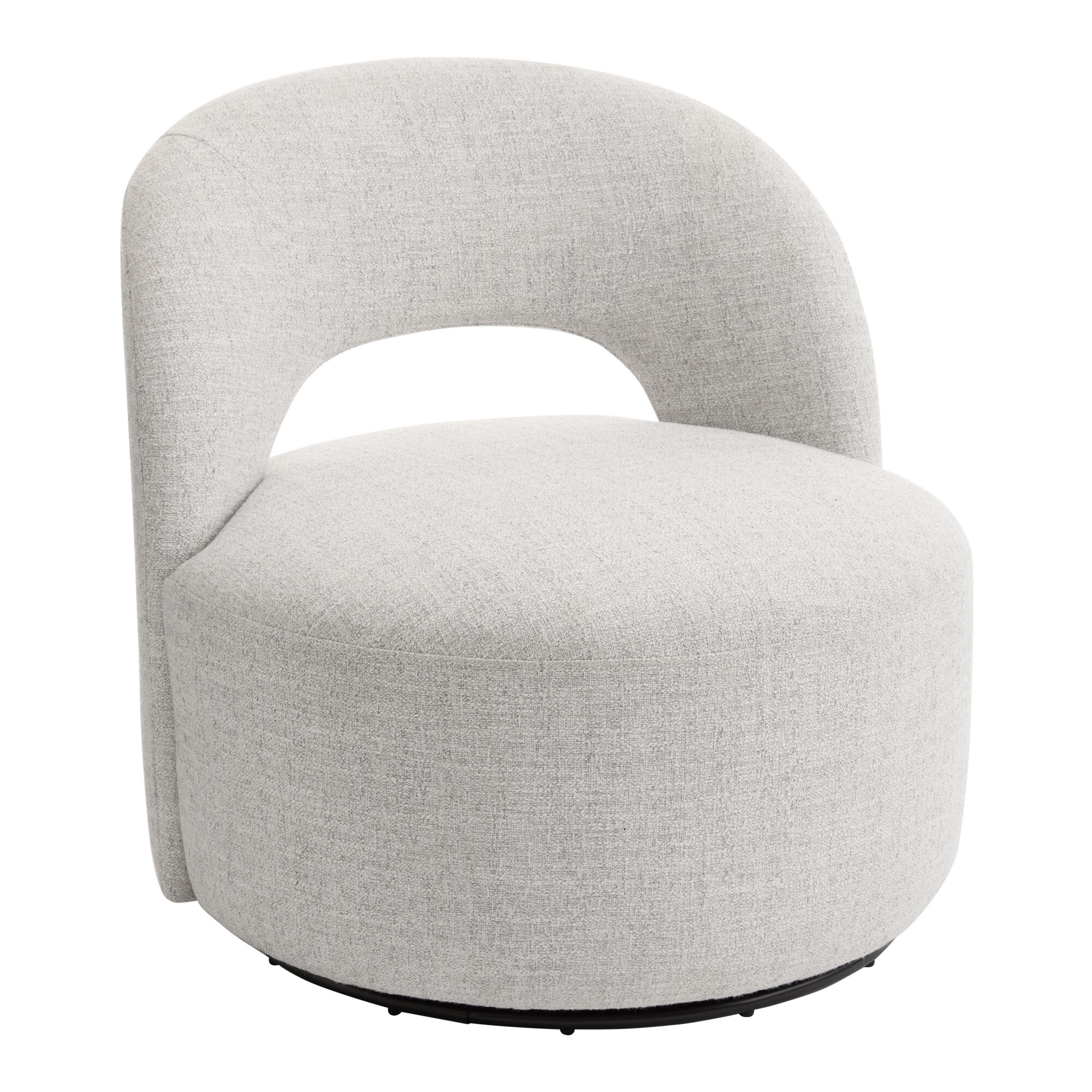 Colter Cloud Gray Tweed Cutout Back Upholstered Swivel Chair