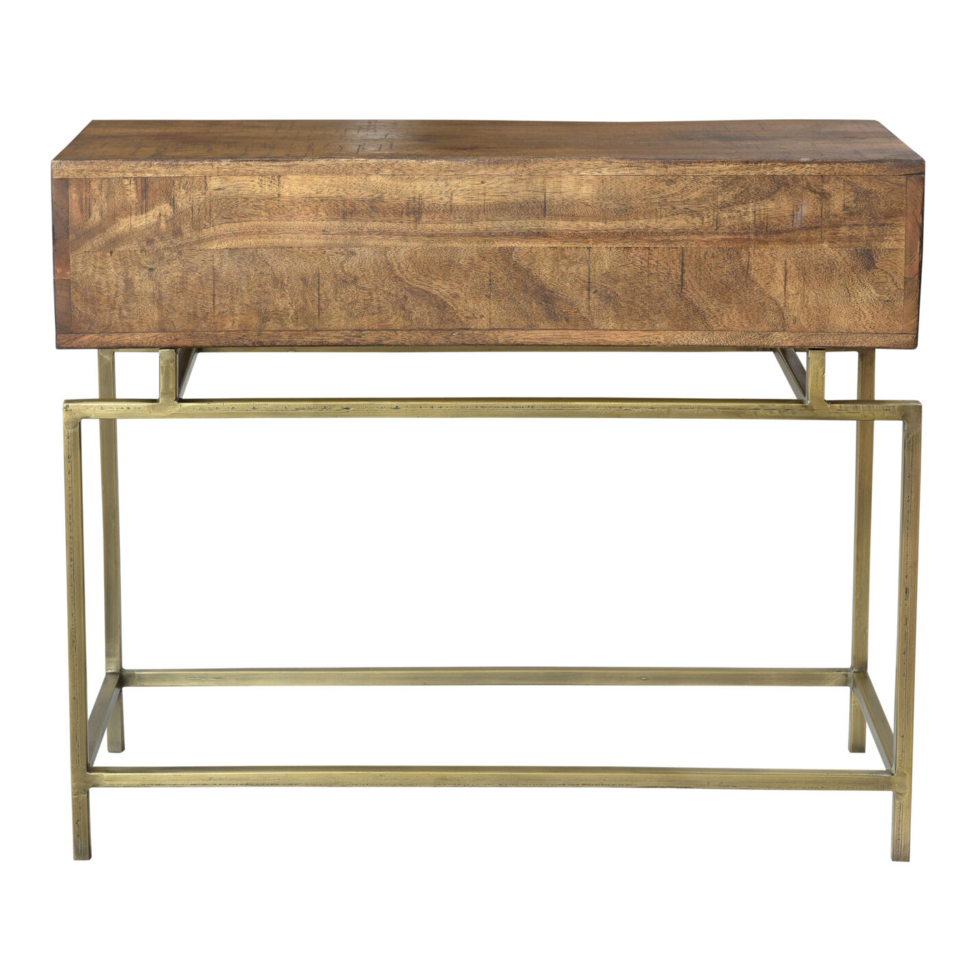 Lanark Natural Wood and Metal Console Table with Drawers