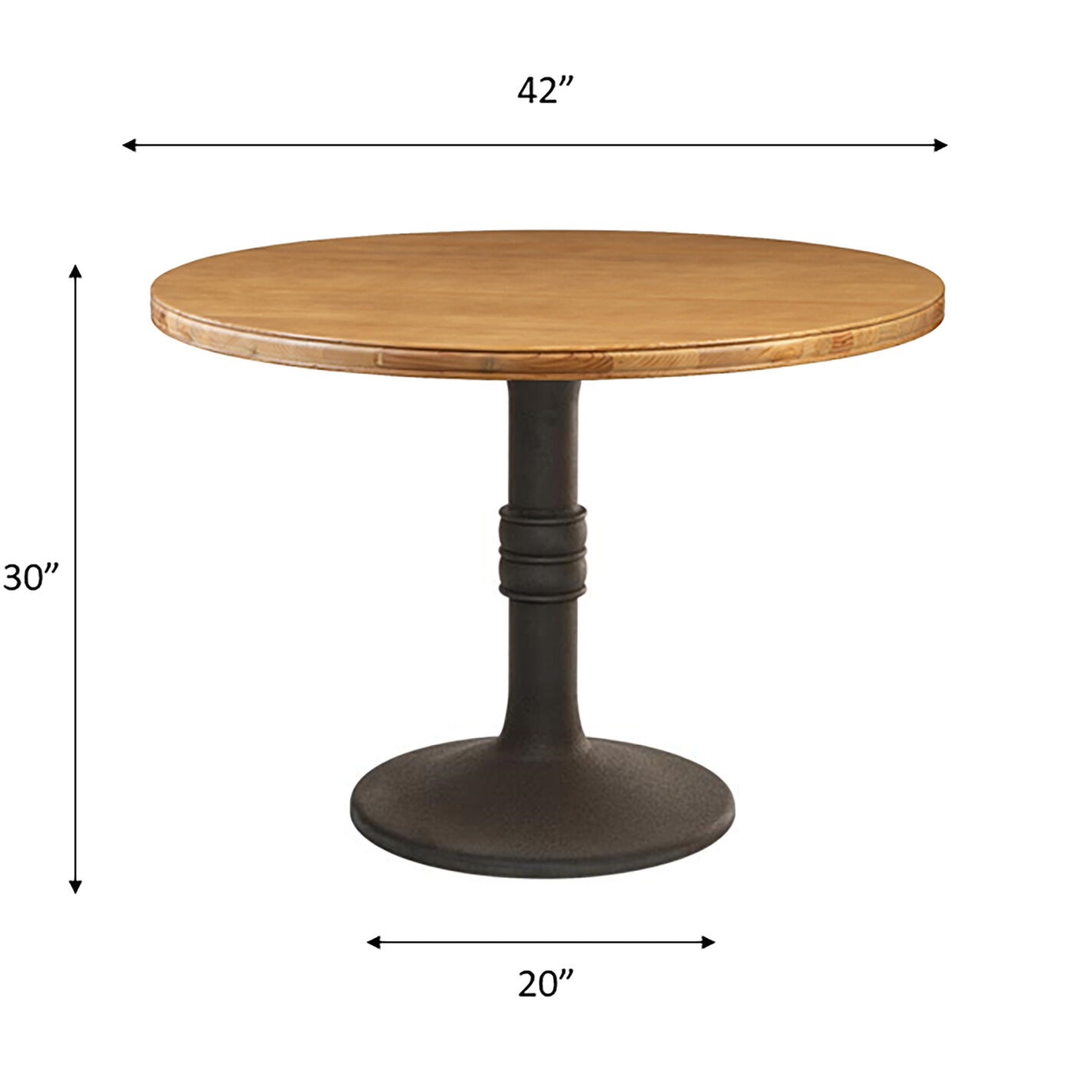 Sienna Round Reclaimed Pine and Iron Dining Table 42 Inch