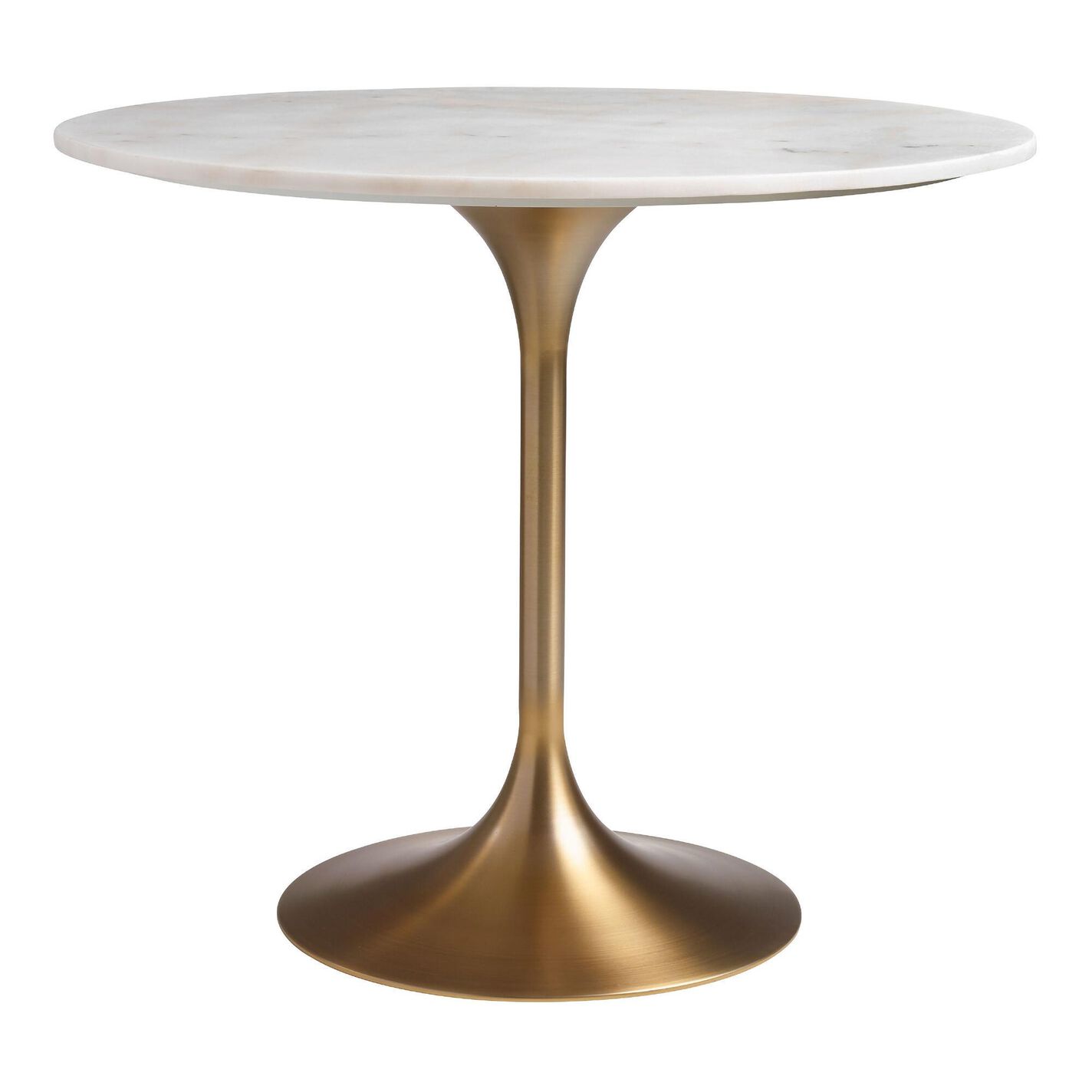 Leilani White Marble Top and Gold Tulip Dining Table