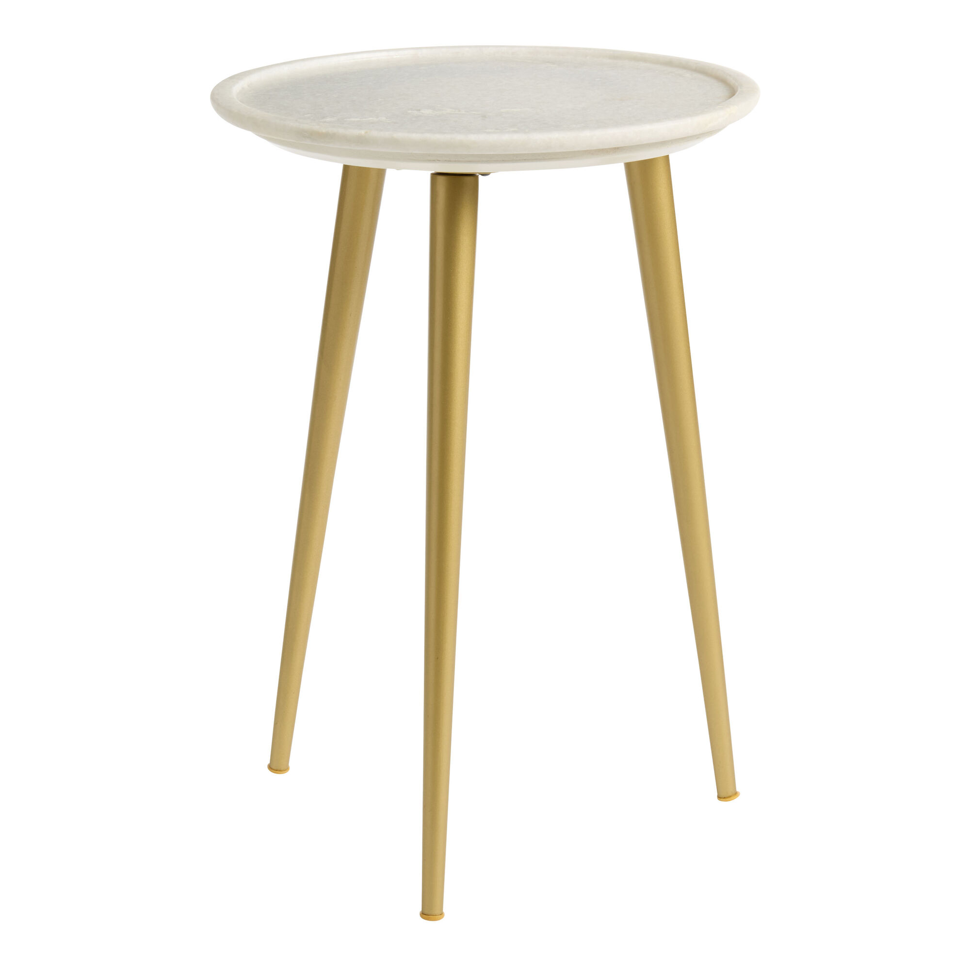 Valencia White Marble Top and Gold Metal Tripod Side Table