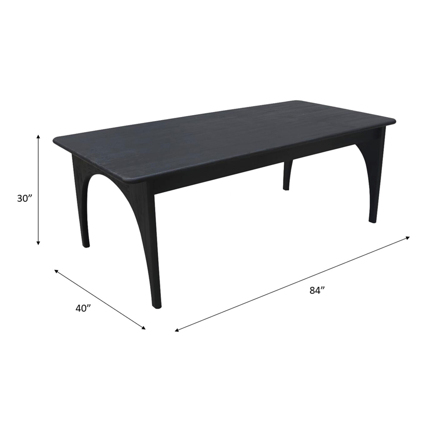 Quentin Matte Black Reclaimed Pine Arch Leg Dining Table