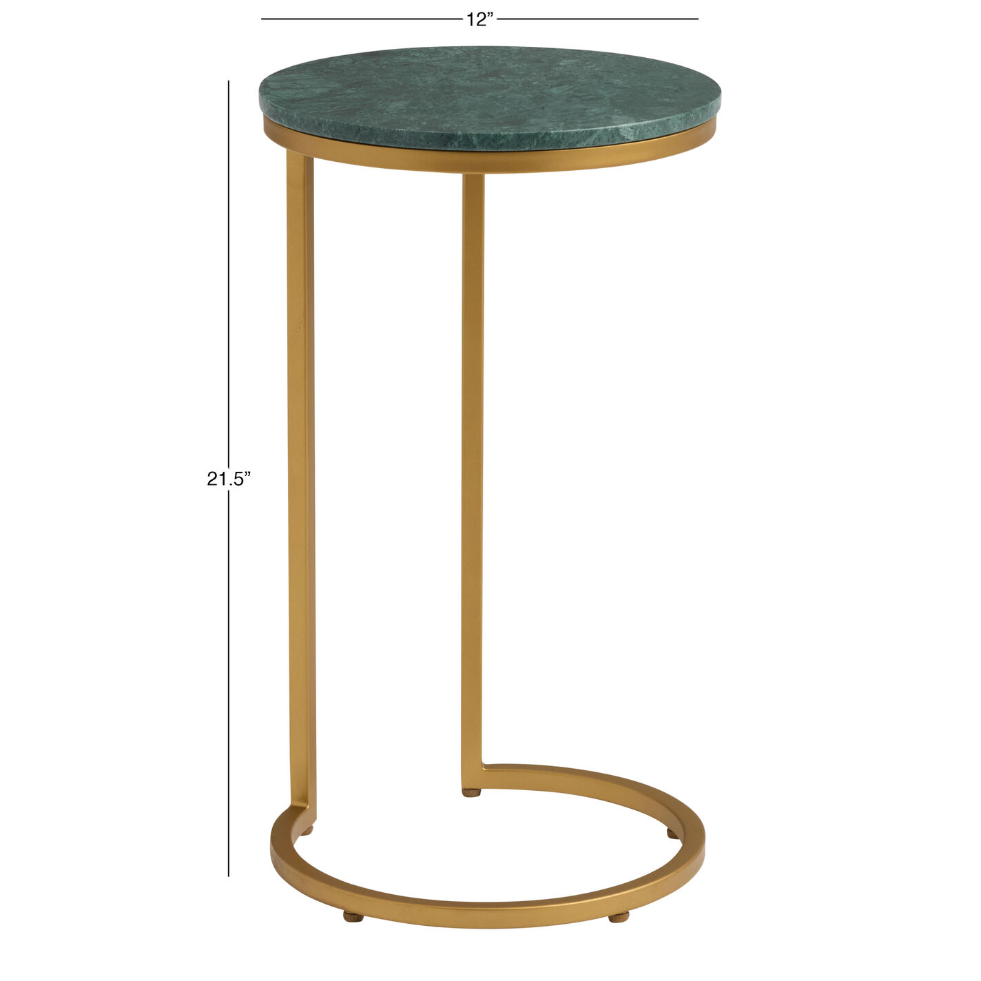 Baylor Marble Top and Gold Metal C Shaped Side Table
