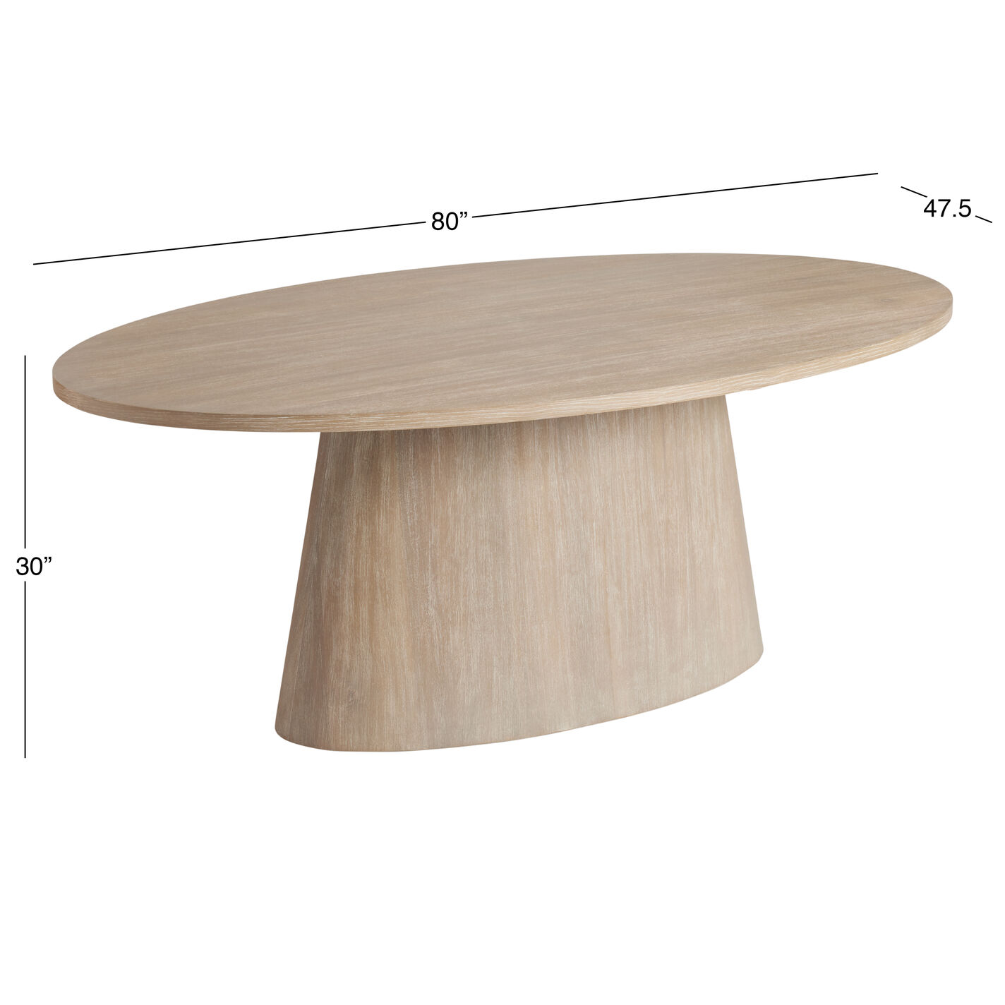 Lennon Oval Graywash Wood Pedestal Dining Table