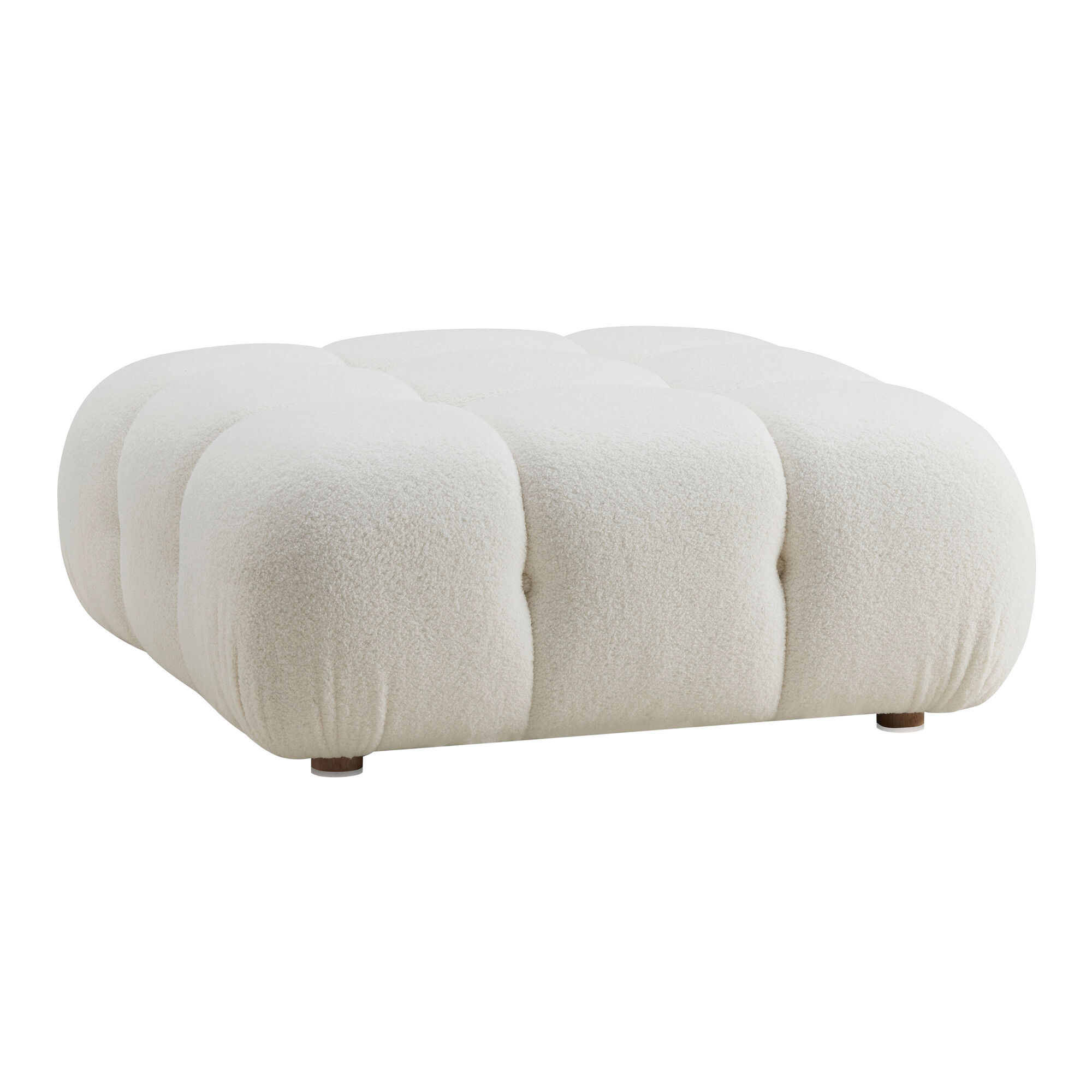 Calidad Cream Faux Shearling Modular Sectional Ottoman