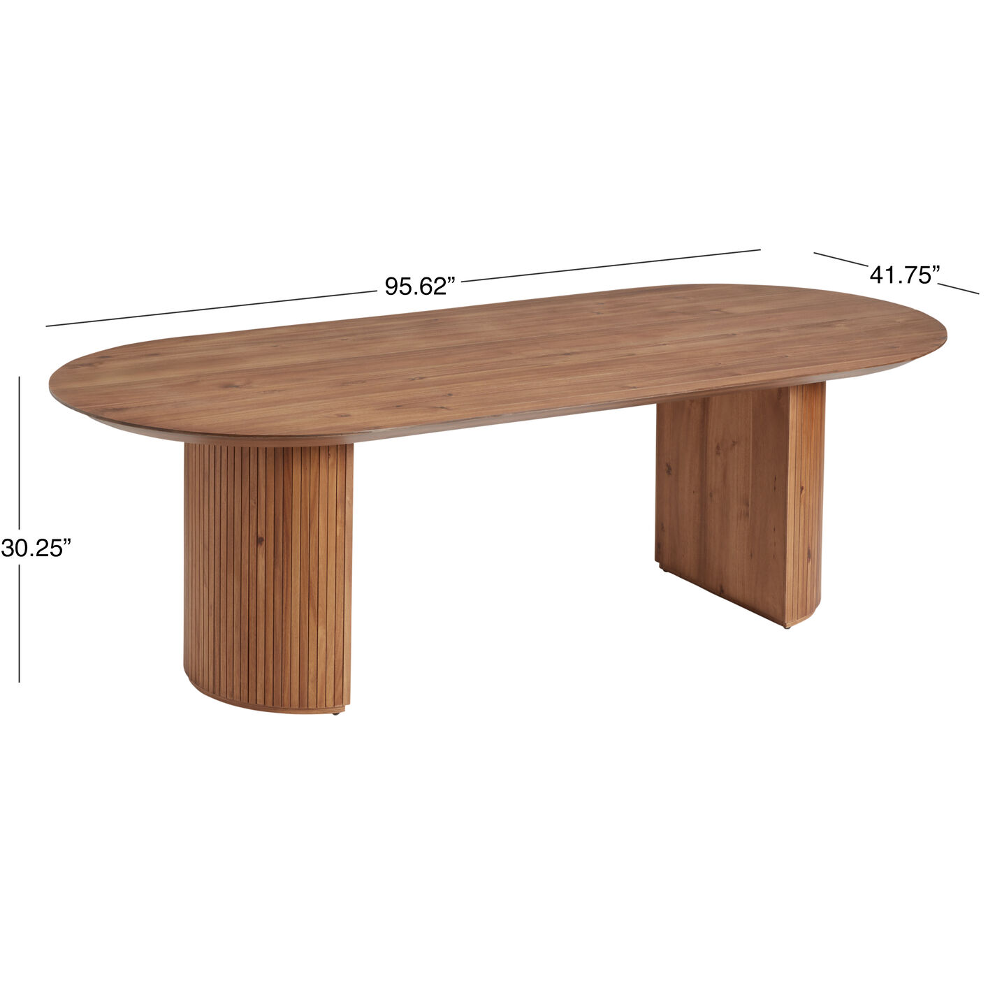 Russo Extra Long Oval Fluted Wood Dining Table