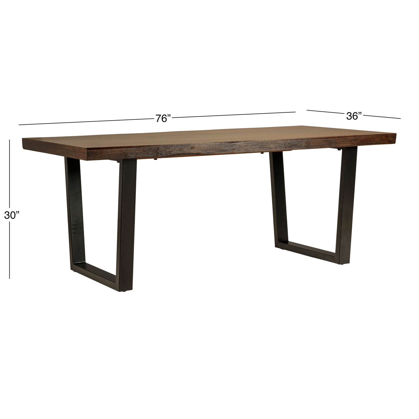 Channing Light Walnut Faux Live Edge Wood and Metal Dining Table