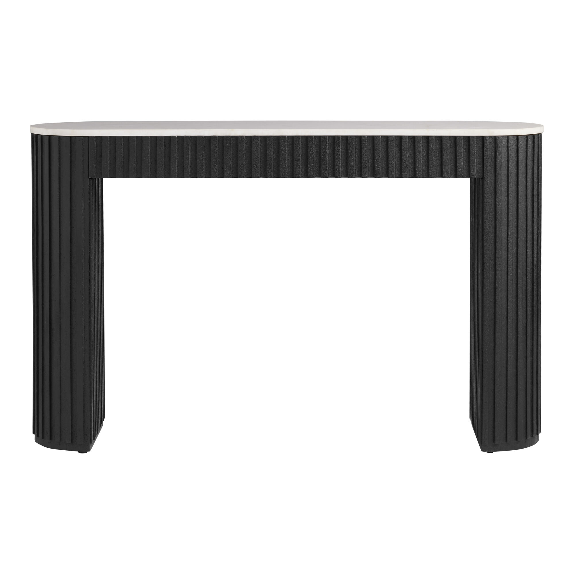 Corey Onyx Wood Marble Top Fluted Console Table
