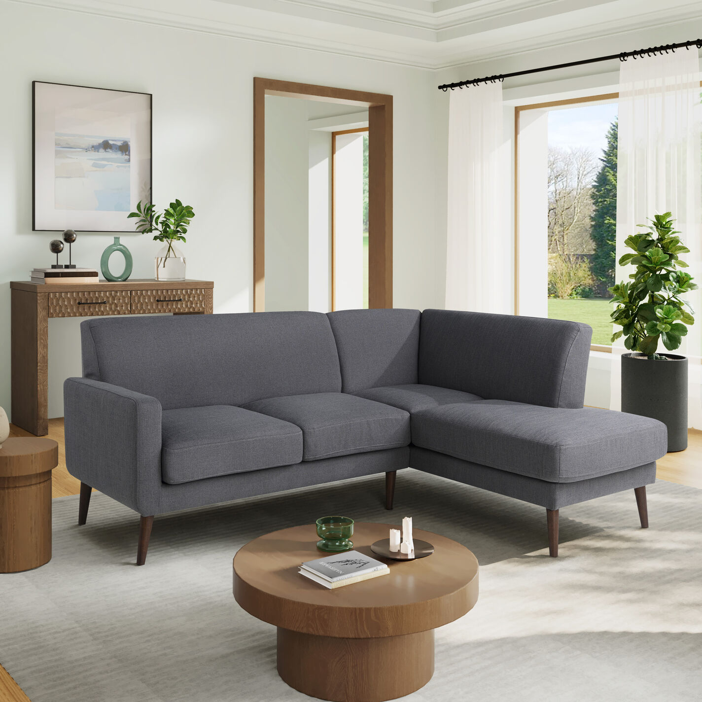 Udall Linen Right Facing Sectional Sofa