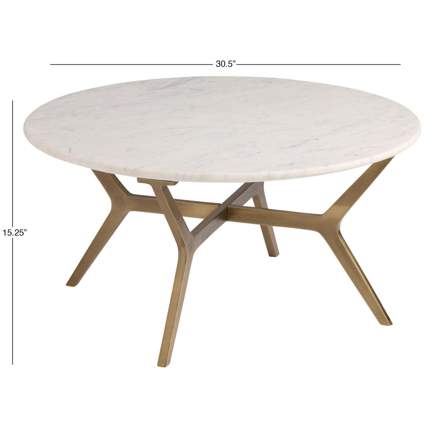 Lazaro White Marble and Gold Metal Coffee Table