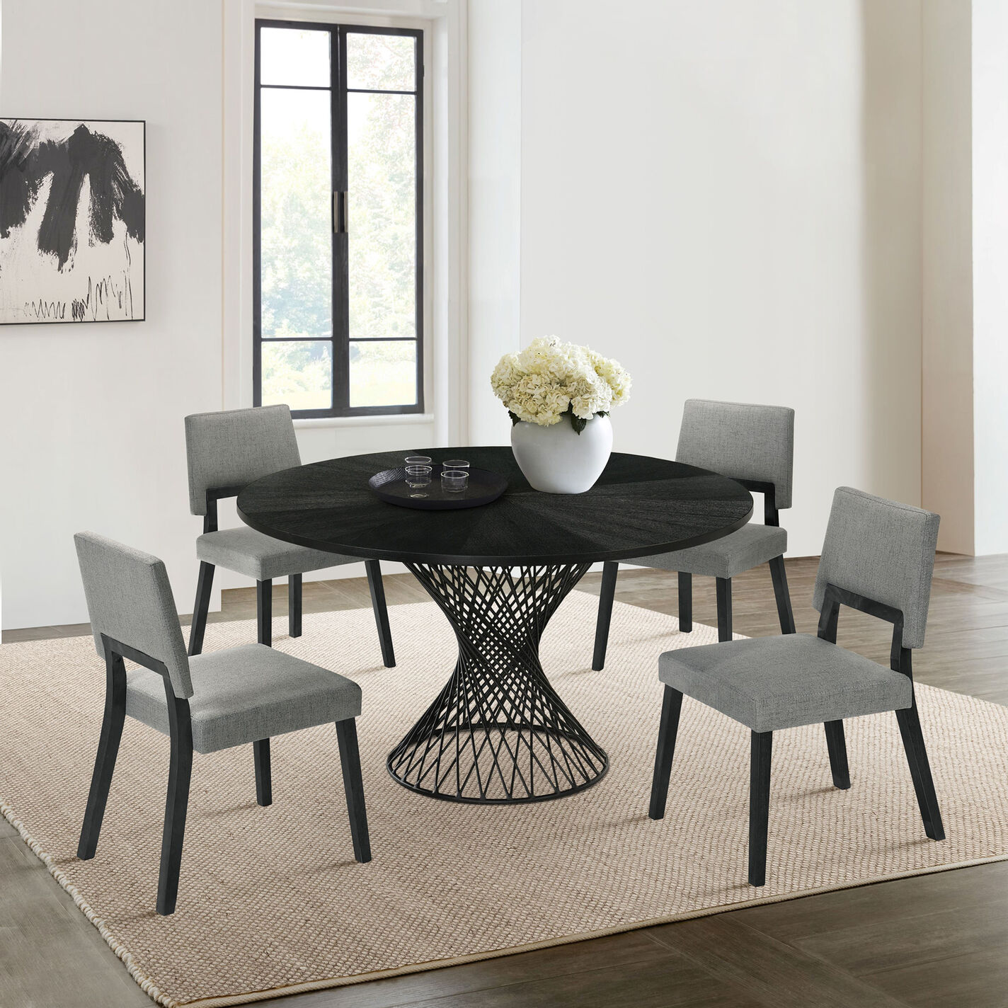 Graham Black Wood and Metal 5 Piece Dining Set