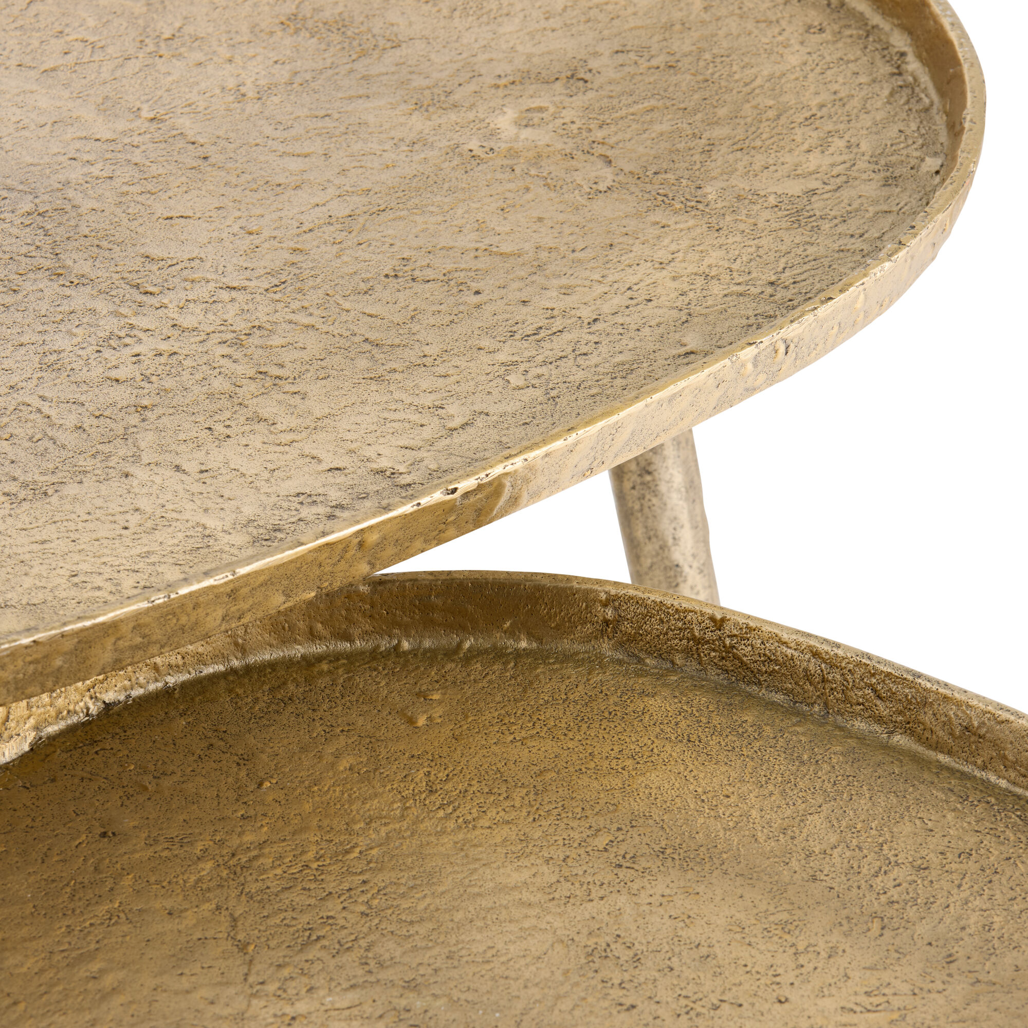 Castela Triangular Gold Metal Nesting Tables 2 Piece Set