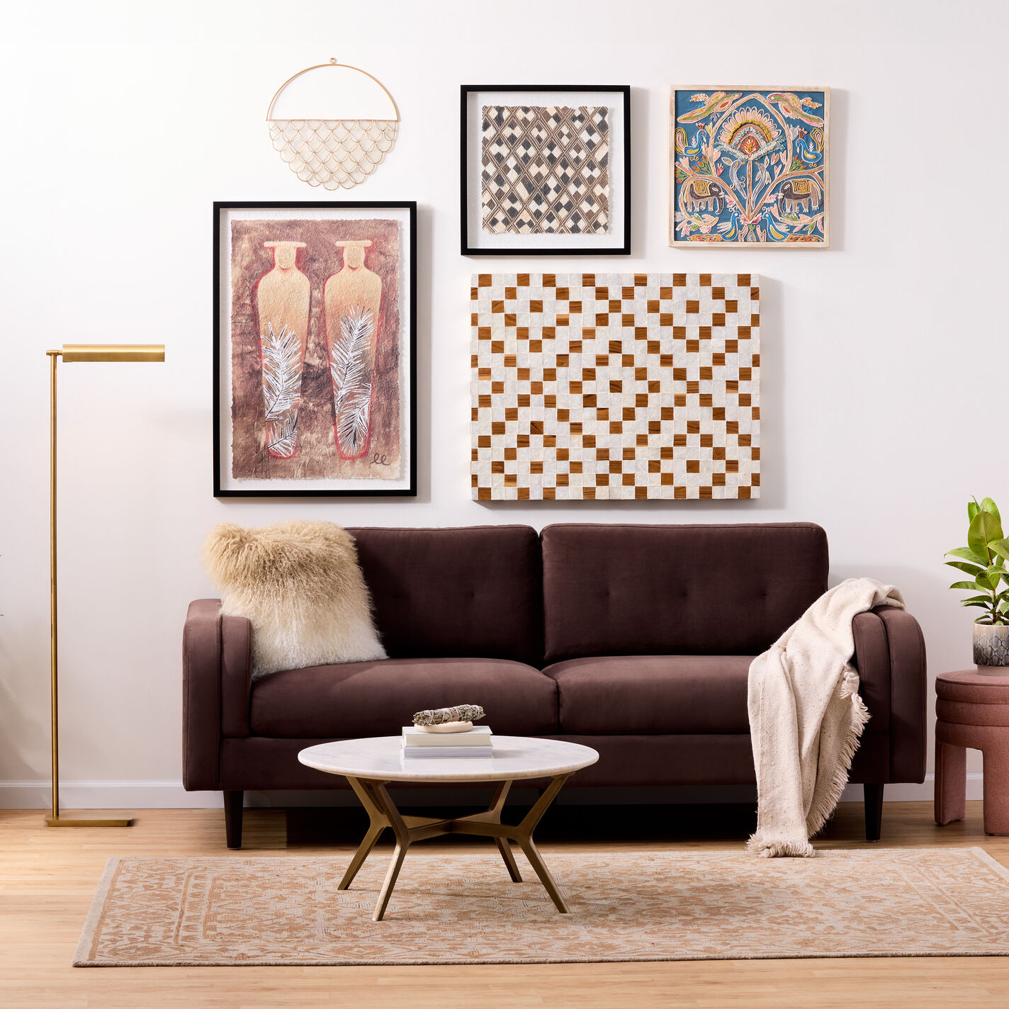 Lazaro White Marble and Gold Metal Coffee Table