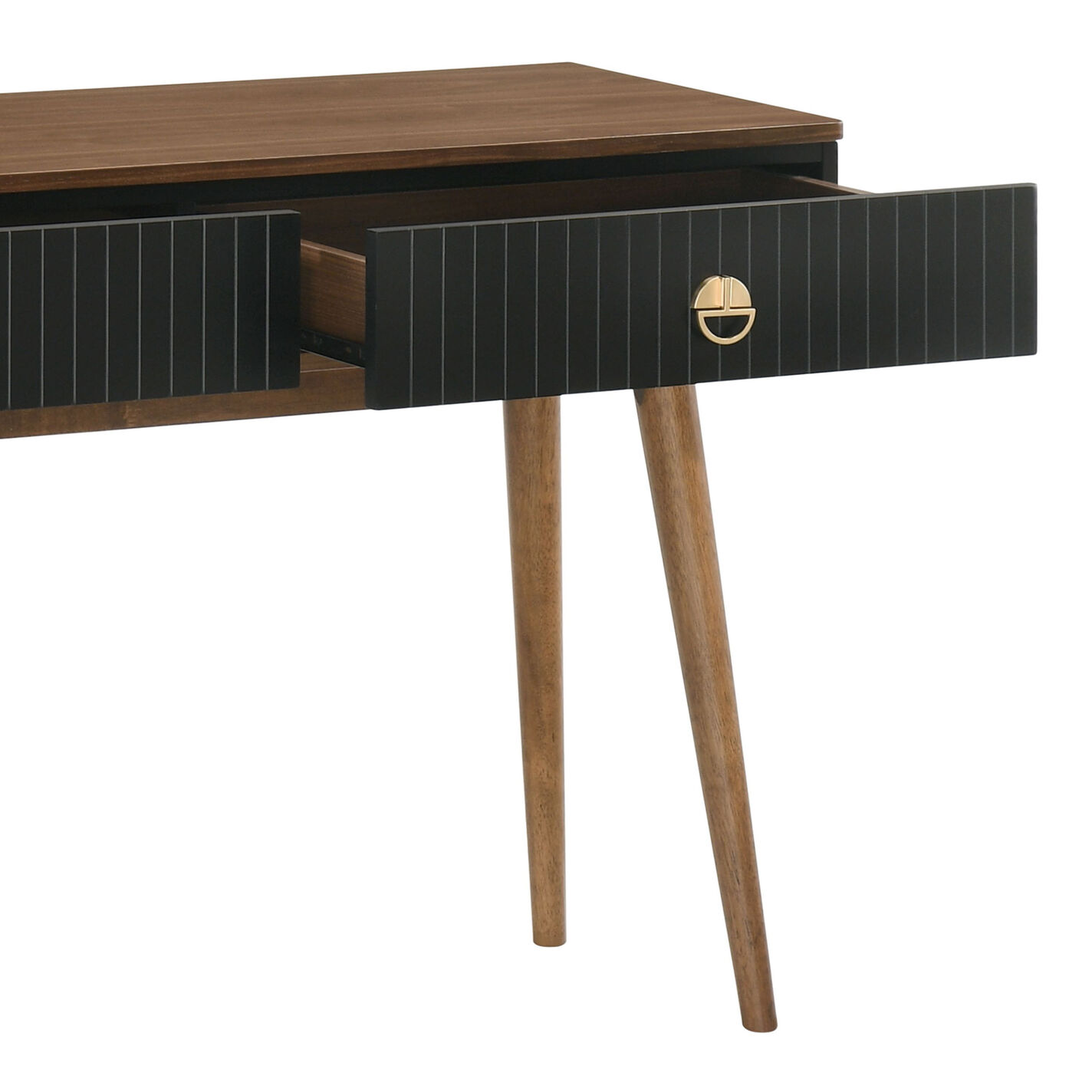 Jakob Walnut and Black Wood Console Table with Drawers