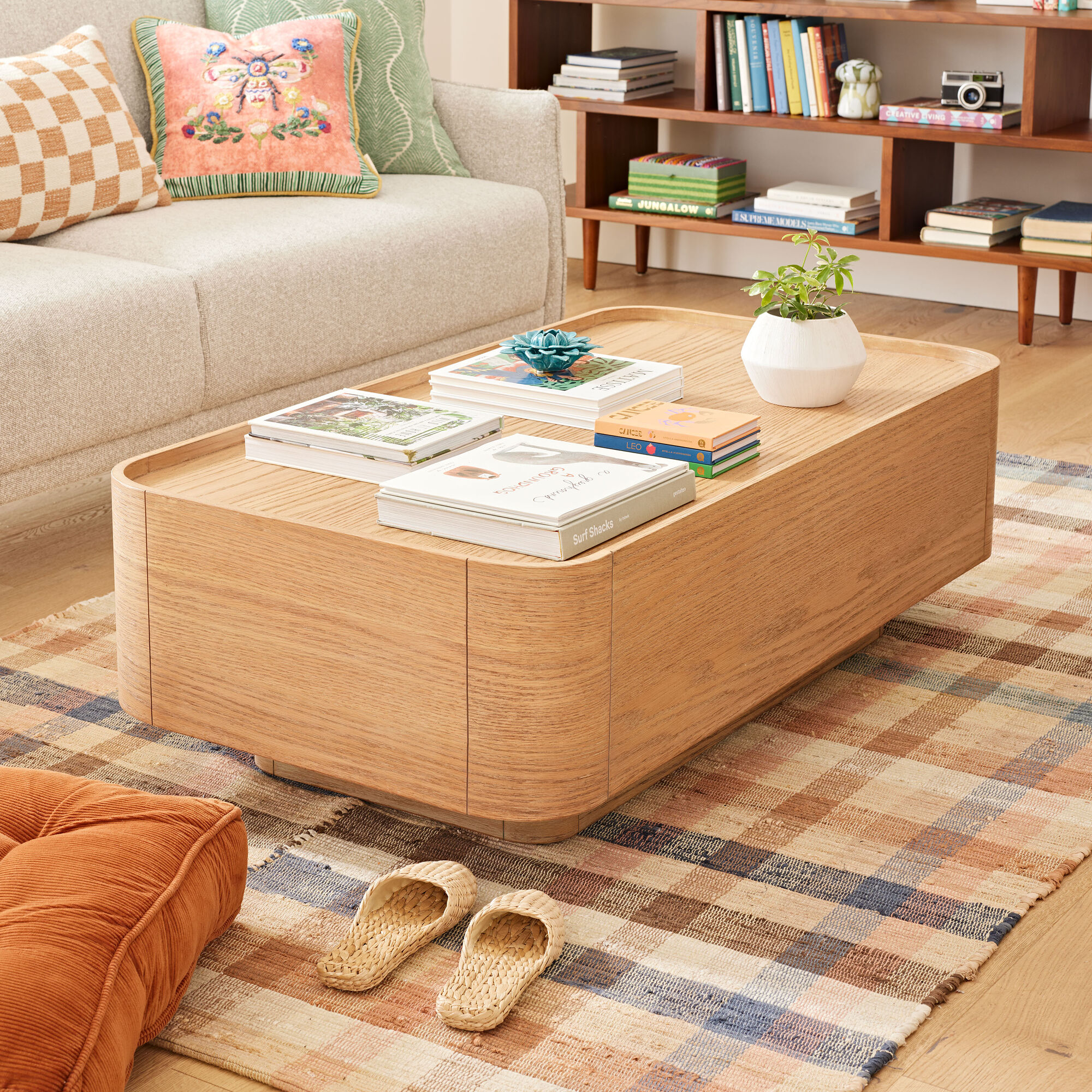 Mathis Warm Blonde Wood Floating Block Coffee Table