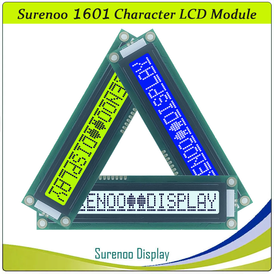 thumbnail image 2 of Yellow 1601 16x1 Character LCD Display Module – STN, SPLC780D / KS0066 Compatible 2 of 5
