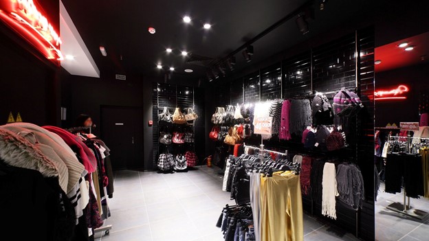 Inside view of luxury brand outlet