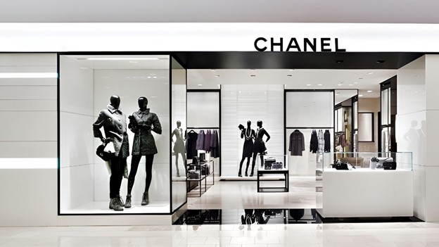 Close up view of Chanel outlet in mall