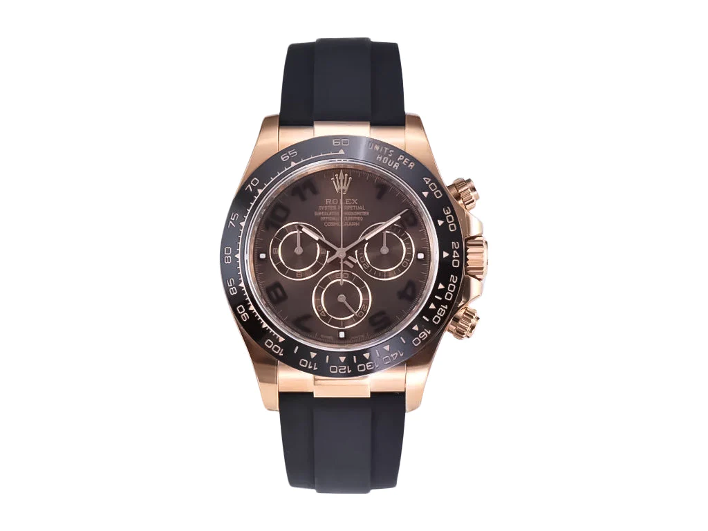Cosmograph Daytona Rose Gold Oysterflex with Chocolate Dial and Arabic Numerals