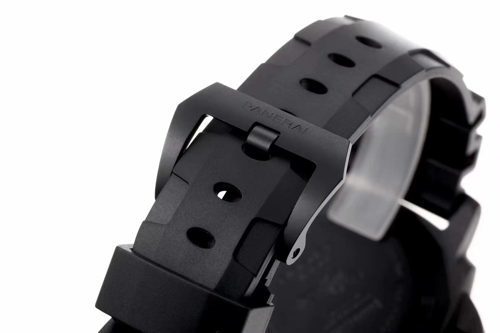 Luminor Submersible 42 3 Days Automatic. 'Carbotech' Forged Carbon Case and Bezel, Black Dial and black band (42mm)