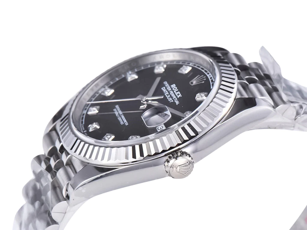 Datejust 41 Stainless Steel on Jubilee with Diamond Black Dial and Fluted Bezel