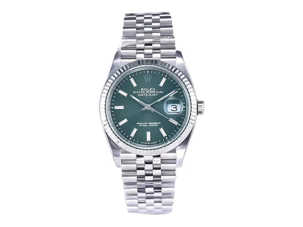 Datejust 36 Stainless Steel on Jubilee with Mint Green Dial and Fluted Bezel