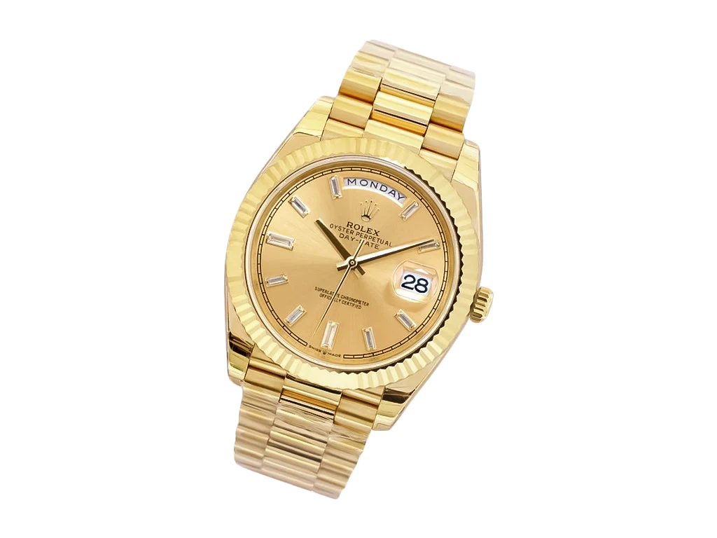 Day-Date 40 Yellow Gold 'President' with Champagne Diamond Dial and Fluted Bezel