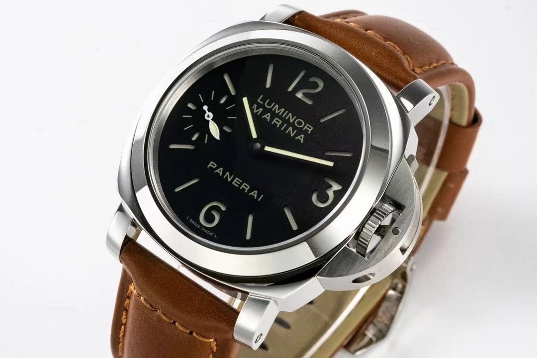 Luminor Marina Stainless Steel with Black Dial and Brown Leather Strap (44mm)
